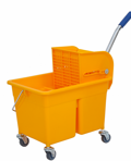 Mini úklidový vozík s dvoukomorovým vědrem 2×12 l a ždímačem