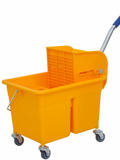 Mini úklidový vozík s dvoukomorovým vědrem 2×12 l a ždímačem
