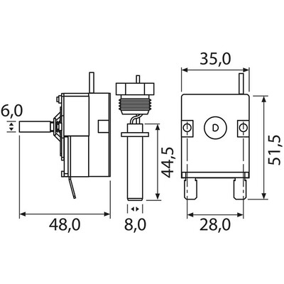 Termostat s kapilárovým čidlem 30-150°C 3/8"M 16A 400V 1520mm