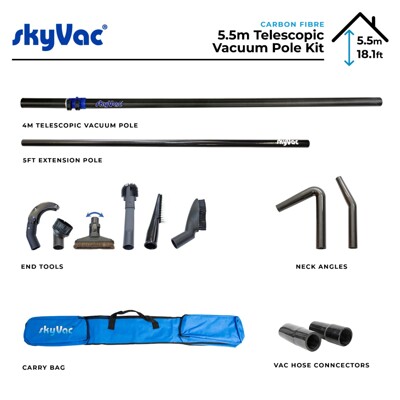 Teleskopická sací trubka SkyVac 44 mm — sada 5,5 m (karbon)