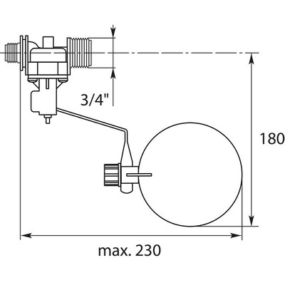 Plovákový ventil AK s plovákem – horizontální 3/4" M