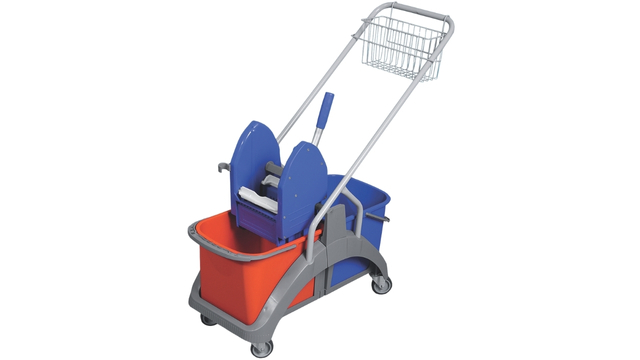 Dvoukbelíkový plastový úklidový vozík 2×25 l s čelisťovým ždímačem SPL