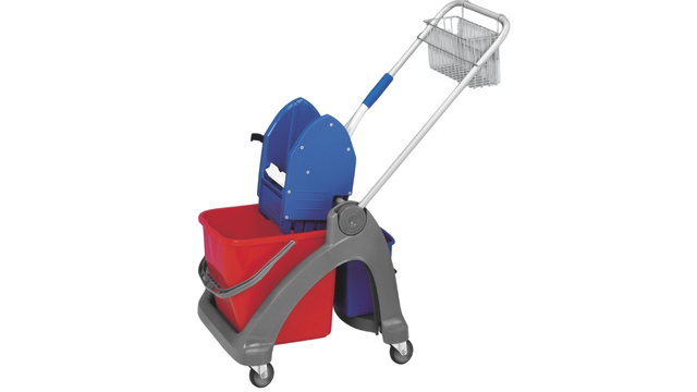 Plastový jednokbelíkový úklidový vozík 1×25 l s čelisťovým ždímačem SPL a 25 l kbelíkem