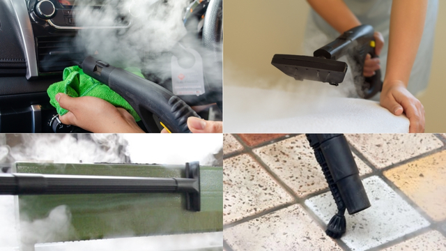 Ukázka použití profesionálního parního čističe při úklidu v komerčním provozu