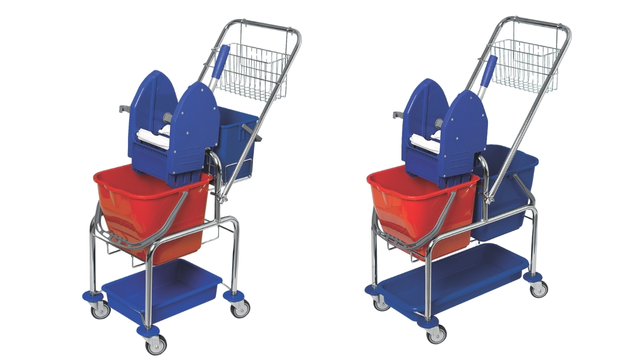 Vyvýšené úklidové vozíky CLAROL Van s 17l vědry, ždímačem SPL a spodní odkládací vaničkou